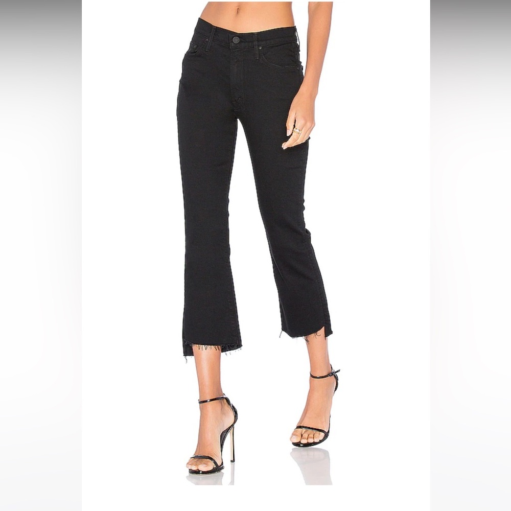 MOTHER Denim The Insider Crop Step Frayed Hem in Not Guilty Black Jeans NWT